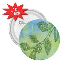 Green Leaves Background Scrapbook 2 25  Buttons (10 Pack)  by Celenk