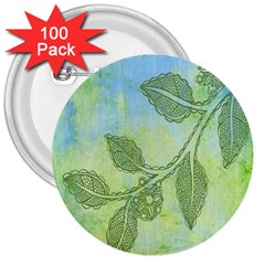 Green Leaves Background Scrapbook 3  Buttons (100 Pack)  by Celenk