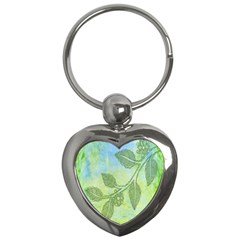 Green Leaves Background Scrapbook Key Chains (heart)  by Celenk