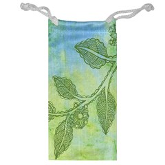 Green Leaves Background Scrapbook Jewelry Bag by Celenk