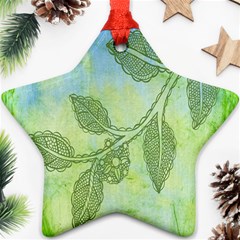 Green Leaves Background Scrapbook Star Ornament (two Sides) by Celenk