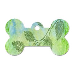 Green Leaves Background Scrapbook Dog Tag Bone (one Side) by Celenk