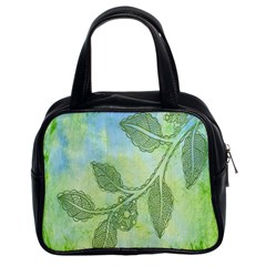 Green Leaves Background Scrapbook Classic Handbags (2 Sides) by Celenk