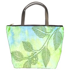 Green Leaves Background Scrapbook Bucket Bags by Celenk