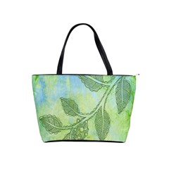 Green Leaves Background Scrapbook Shoulder Handbags by Celenk