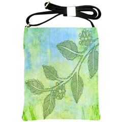 Green Leaves Background Scrapbook Shoulder Sling Bags by Celenk