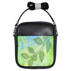 Green Leaves Background Scrapbook Girls Sling Bags by Celenk