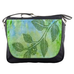 Green Leaves Background Scrapbook Messenger Bags by Celenk