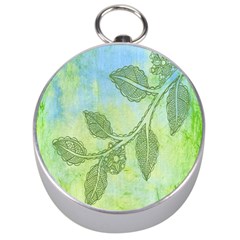 Green Leaves Background Scrapbook Silver Compasses by Celenk