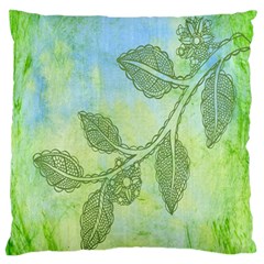 Green Leaves Background Scrapbook Large Flano Cushion Case (one Side) by Celenk