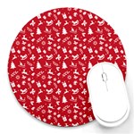 Red Christmas Pattern Round Mousepads Front