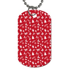 Red Christmas Pattern Dog Tag (two Sides) by patternstudio