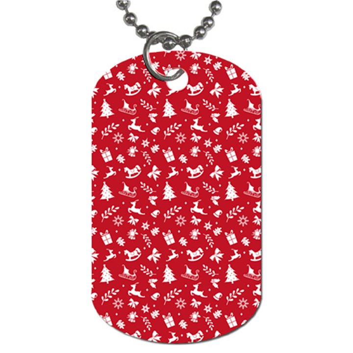 Red Christmas Pattern Dog Tag (Two Sides)