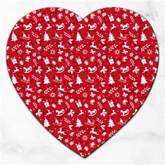 Red Christmas Pattern Jigsaw Puzzle (heart) by patternstudio