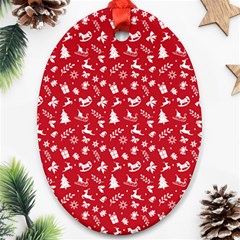 Red Christmas Pattern Oval Ornament (two Sides) by patternstudio