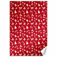 Red Christmas Pattern Canvas 12  X 18   by patternstudio