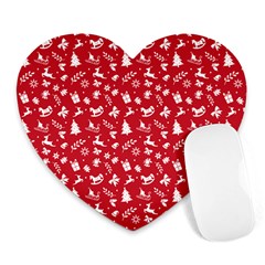 Red Christmas Pattern Heart Mousepads by patternstudio