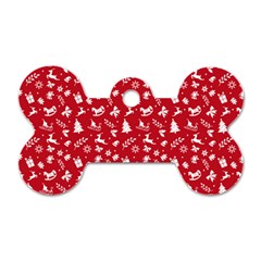 Red Christmas Pattern Dog Tag Bone (one Side) by patternstudio