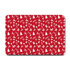 Red Christmas Pattern Small Doormat  by patternstudio