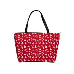 Red Christmas Pattern Shoulder Handbags by patternstudio