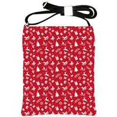 Red Christmas Pattern Shoulder Sling Bags by patternstudio