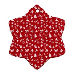 Red Christmas Pattern Snowflake Ornament (two Sides) by patternstudio