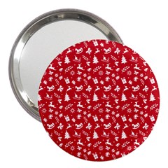 Red Christmas Pattern 3  Handbag Mirrors by patternstudio