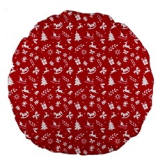 Red Christmas Pattern Large 18  Premium Round Cushions