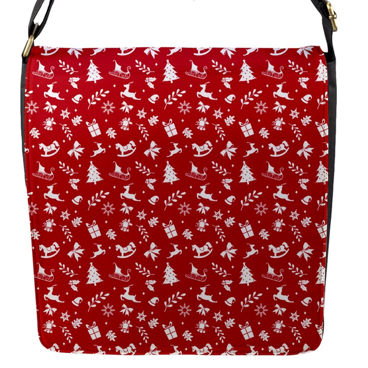 Red Christmas Pattern Flap Messenger Bag (S)