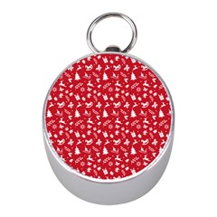 Red Christmas Pattern Mini Silver Compasses