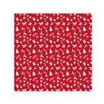 Red Christmas Pattern Small Satin Scarf (Square) Front