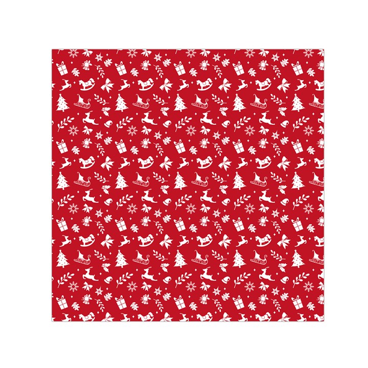 Red Christmas Pattern Small Satin Scarf (Square)