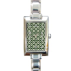 Green Ornate Christmas Pattern Rectangle Italian Charm Watch