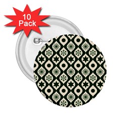 Green Ornate Christmas Pattern 2 25  Buttons (10 Pack)  by patternstudio