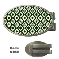 Green Ornate Christmas Pattern Money Clips (oval)  by patternstudio