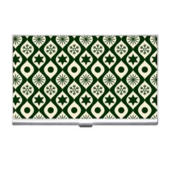 Green Ornate Christmas Pattern Business Card Holders by patternstudio