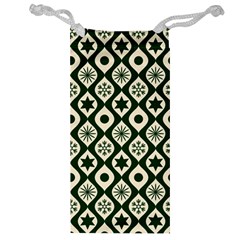 Green Ornate Christmas Pattern Jewelry Bag by patternstudio