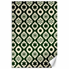 Green Ornate Christmas Pattern Canvas 12  X 18   by patternstudio