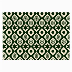 Green Ornate Christmas Pattern Large Glasses Cloth (2-side) by patternstudio