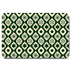 Green Ornate Christmas Pattern Large Doormat  by patternstudio