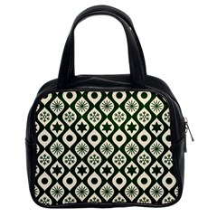 Green Ornate Christmas Pattern Classic Handbags (2 Sides) by patternstudio