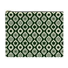 Green Ornate Christmas Pattern Cosmetic Bag (xl) by patternstudio