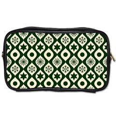 Green Ornate Christmas Pattern Toiletries Bags by patternstudio