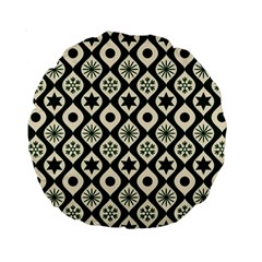 Green Ornate Christmas Pattern Standard 15  Premium Round Cushions