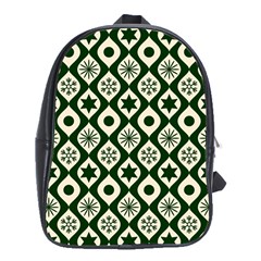 Green Ornate Christmas Pattern School Bag (xl) by patternstudio