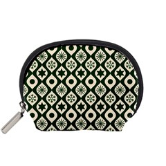 Green Ornate Christmas Pattern Accessory Pouches (small)  by patternstudio