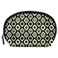 Green Ornate Christmas Pattern Accessory Pouches (large) 