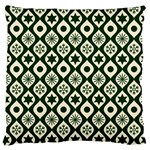 Green Ornate Christmas Pattern Large Flano Cushion Case (Two Sides) Front