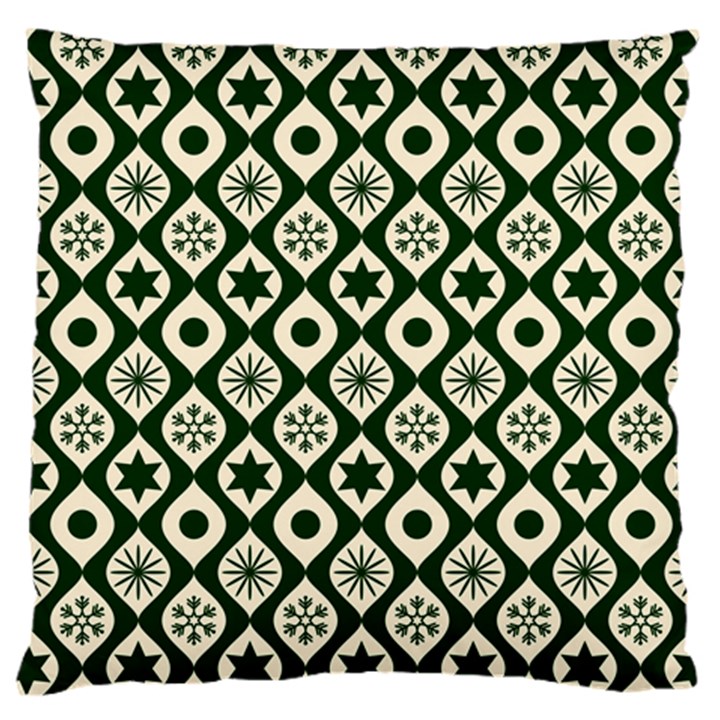 Green Ornate Christmas Pattern Large Flano Cushion Case (Two Sides)