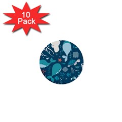 Cool Sea Life Pattern 1  Mini Buttons (10 Pack)  by Bigfootshirtshop